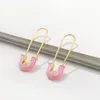 Hoop & Huggie Fashion Twisted Ear Small Earrings For Women Cute Candy Color Enamel Round Heart Safety Pin JewelryHoop