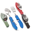 Portable Tool Cuterly Multitool Flatware Rainbow redskapsflaska kan öppnare fäll spork gaffelbordspicknick camp sked kniv y220530