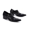 Chaînes Business Robes Chaussures pour hommes Véritable cuir talons hauts pointés Points