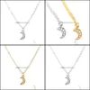 Hänge halsband Moon Border Jewelry Wild Curved Diamond Halsband CLAVICLE CHAIN ​​Drop Delivery Pendants DHPEU