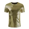 Мужские футболки золотого и серебряного цвета в клетку металлик для ночного клуба футболка мужская сексуальная новая дискотека вечерние сценические выпускные футболки мужские Slim Fit V Ne214S