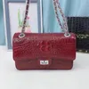 Abendtaschen Authentische exotische Krokodilhaut Damen Flap Geldbörse Echtes Alligatorleder Lady Burgundy Bag Female Single Cross Shoulder