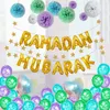 Party Decoration Inch Latex Balloons Muslim Eid Mubarak Colorful Paper Flower Ball Hanging Chain Letter Banner Star Sequins DecorationParty