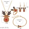 Anhänger-Halsketten U-Magical Weihnachten Emaille Brauner Elchanzug Baumelnde Ohrringe Ringe Armbänder Für Frauen Gold Metallkette PartyschmuckPendan