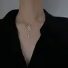 Collana con ciondolo a forma di lettera con design a forma di lettera, catena da clavicola di lusso in argento sterling S925 con diamanti da donna con scatola originale