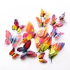 Nieuwe stijl 12 stks/partij dubbele laag 3D vlinderwandsticker op de muur Home Decor Butterflies voor decoratiemagneet koelkast stickers