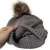 Beanies Korea Style Women Casual Solid Stitching Hats utomhus Plush Ball Crochet Knit Beanie Cap Keep Winter Warm Caps 2022Beanies