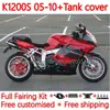 Fairings +غطاء دبابة لـ BMW K1200 K 1200 S 1200S K1200S 05 06 07 08 09 10 Bodywork 153no.6 K-1200S 2005 2006 2007 2008 2009 2010 K1200-S 05-10 Body Body Body Red Flames Red