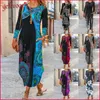 Casual Jurken Herfst Winter Plus Size Voor Vrouwen Vintage Gedrukt Elegante Party Strand Lange Mouw Maxi Jurk Vrouwelijke Kleding 2022