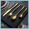 Flatware Sets Kitchen Dining Bar Home Garden Western Cutlery Stainless Steel Set Sierware Modern Heavy Duty Fork Knife Spoon Tableware Dr