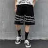 Harajuku streetwear järnkedja mönster jogger shorts män och kvinnor hip hop skateboard sommar elastisk midja 220325