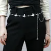 Belts Trendy Butterfly Metal Chain Elegant Slim Thin Body Chains Rose Pendant Silver Long Adjustable For WomenBelts