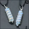 Arts And Crafts Natural Crystal Stone Agate Spiral Wire Hexagon Pendant Necklace 7 Chakra Amethyst Rose Quartz Necklaces Wo Sports2010 Dhvxp