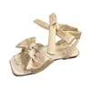Sandaler Beige Heeled 2022 Summer All-Match Female Shoe Black Lace Up Fashion Girls Flat Bow Comfort Clear Back Rand Solid Csandals