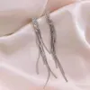 Люстра свисалка модная новая новая корейская версия полное горный хрусталь длинные кисточки серьги женские простые золотые серебряные серьги партии ювелирные изделия красивые подарки