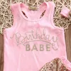 衣料品セット私の女の赤ちゃんは1 2年の誕生日パーティー洗礼バプテスマ幼児幼児幼児タンクトップスパンコールショートパンツH2324880