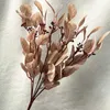 ONE Faux Apple Leaf Flower Bunch Artificial Silk 9 Stems/piece Eucalyptus Tree Bracnches with Fruits for Wedding Floral Decoration