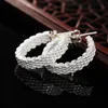 925 Silver Color Hoop أقراط مزاج نساء إبداع أذن الأذن هدايا عيد الميلاد شارع مجوهرات جميع المباراة