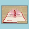 인사말 카드 이벤트 파티 소모품 축제 홈 정원 새로운 3D 팝업 초대장 발렌타인 애호가 사랑 DH6FN