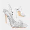 Nxy – sandales dorées et argentées avec strass, escarpins transparents en Pvc pour femmes, chaussures d'été à talons hauts, Sexy, fête de mariage, taille 43
