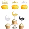 110st Glitter Gold Silver Eid Mubarak Cupcake Toppers Ramadan Umrah för muslimsk partikakor Dekoration Y200618