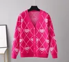 Frauen Pullover Ggity für grün gestreiftes rosa Knitknopf Lady Strickjacken Pullover V-Ausschnitt Loose Casual Winter Strickmantel