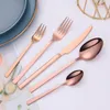 Zestawy zastaw obiadowych Zestaw sztućców Rose Gold Complete ze stali nierdzewnej Complete Forks Noży 5 komputerów z herbatą widelca