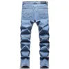 Colorblock Jeans Pantalon Bleu Hommes Slim Fit Haute Qualité Design Droit Biker Grande Taille Moto Pantalon Hip Hop Pour Homme 28-42