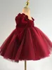 Girl's jurken 1e verjaardag jurk voor babymeisjes lange mouw feest geboren kerst rode kleding pailletten tule peuter doopjurken
