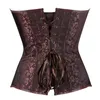 Bustiers corsets plus taille corset steampunk gothic punk marron trop cher corselet zip burlesque basque lingerie top womenb5972494