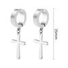 Clip-on & Screw Back Gothic Jewelry Cross Earrings For Teens Clip Without Piercing Earring Women's Stainless Steel Hoop SilverClip-on Ki