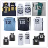 Crestwood Knights High School 12 Ja Morant Basketball Jerseys Couleur de l'équipe Noir Blanc Vert Marine Jaune Split Murray State Racers Grizzlie Stitched Jersey