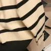 Women's Korean Style Retro Sweater Autumn And Winter College Style Polo High Collar Chic Pullover Thick Striped Coat Knitted Top 220816