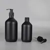 Mat siyah sabun dağıtıcı el losyon şampuan duş jel şişeleri 300ml 500ml Pet Plastik Şişe Banyo yatak odası ve mutfak için pompalar