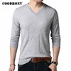 Coodrony Brand Sweater Men Spring Autumn V-Neck Pull Homme soft knitwear cotton wool pullover men pure color mens sensters c1043 201224
