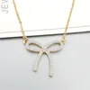 Simple Bow With Diamonds Necklace Bow Clavicle Chain