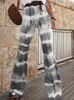 茶色のヒョウy2kジョガーハイウエストフレアパンツ二重層メッシュガール審美的ネクタイ染料ズボン女性スウェットパンツ220325