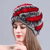 Beanie/Skull Caps Russian Fur Hat 100% Natural Genuine Rex Cap Knitted Hats For Winter Women Beanies Bone Warm Pineapple CapBeanie/Skull Chu