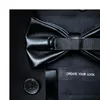 Kamberft 디자이너 브랜드 수제 깃털과 가죽 Pre-tied Bow Tie Brooch 남성용 웨딩 파티 Cravate 세트