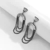 黒いクリスタルの不規則な刻み目のイヤリング長いタッセルぶら下がっているイヤリングアクセサリージュエリーギフト女性のための宝石
