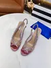 Fashionable sexy high-heeled sandals women's slippers designer luxury high heels elegant Rhinestone decorative fish mouth shoes size 35-42