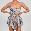 Vintage çok renkli çiçek baskısı seksi askı dres yaz şifon supershort elbise tatil plaj sundress vestido 220526