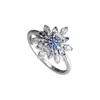 Кластерные кольца CKK Ring Blue Snowflake Silver для женщин мужчины Anel Feminino 100% 925 Ювелирные изделия стерлингов Anillos Wedding