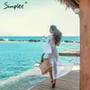 Sexy weißes Damen-Strandkleid, Sommer, aushöhlen, langärmelig, geteiltes Sommerkleid, elegante Mode, Urlaubsparty, Vestidos 220511