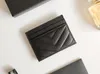 Modekaarthouders Caviar Woman Mini Wallet Designer Pure Color Echt lederen Pebble Textuur Luxe zwarte portemonnee met doos