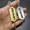 Pendant Necklaces Blingbling Blade Razor Necklace For Women Men Mirror Gold Silver Color Acrylic Hip Hop Rock JewelryPendant