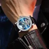 Wristwatches Luxury Starry Sky Mechanical Watches Skeleton Tourbillon Automatic Watch Men Self Winding Leather Strap Male Relogio MasculinoW