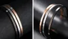 One Pair (Men +Women) Fashion Simple Couple Bracelets Bangle Stainless Steel Inlaid Zircon Cuff 5mm Open Cuff End Silver Black Rose Gold