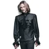 Casual shirts voor heren Steampunk Winter Patroon Men Shirt Zwart Witte blouse Gothic Shining Heren Tie Brand Kledingers