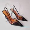 Fashion-Sandals Women Shoes Orange Casual Heels Transparent Stiletto Pointed Pumps Ladies White Comfortable Black Fine Summe